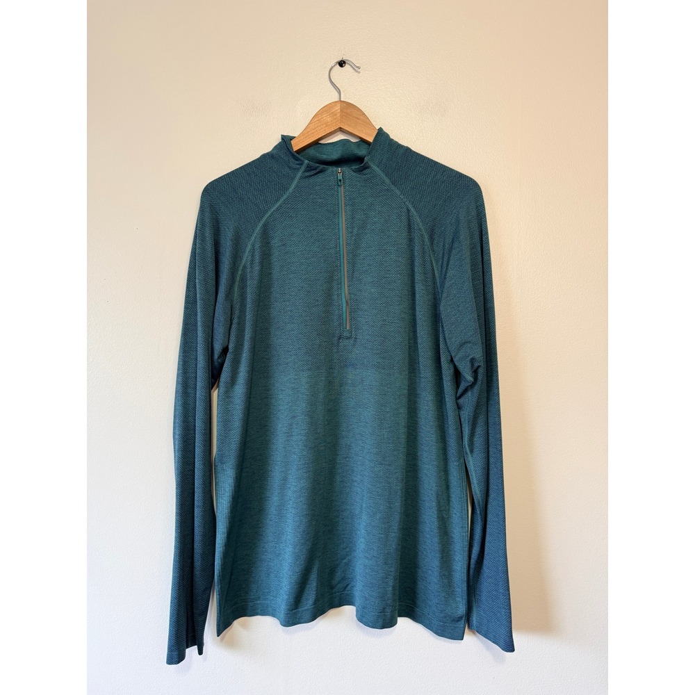 Lululemon Metal Vent Tech 1/2‎ Zip 2.0 Pullover Mens XL Teal Blue Heather